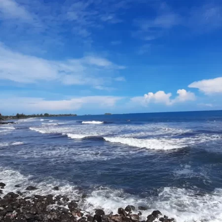 Playa de rocas en el sur de Tahití